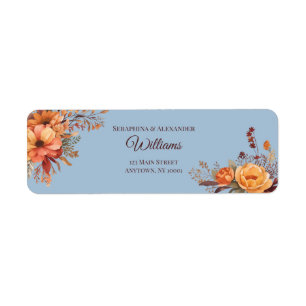Fall Watercolor Floral Wedding Return Address