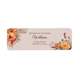 Fall Watercolor Floral Wedding Return Address