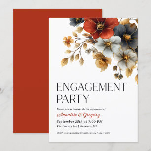 Fall Watercolor Florals Engagement Party Invitation