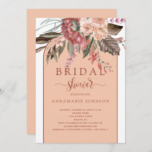 Fall Watercolor Florals Rust Terracotta Peach Invitation