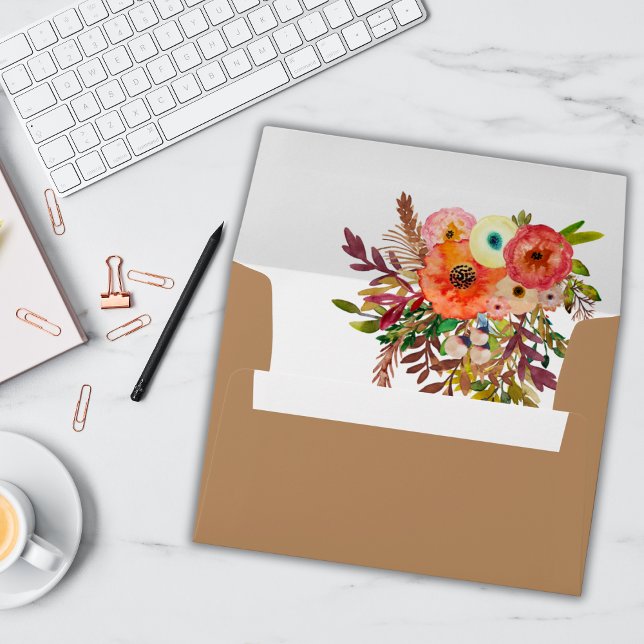 Fall Watercolor Florals Wedding Envelope (Creator Uploaded)
