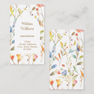 fall watercolor flowers  business card