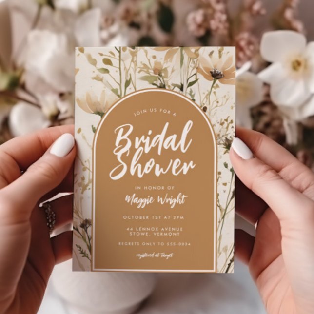 Fall Watercolor Golden Wildflower Bridal Shower  Invitation (Creator Uploaded)