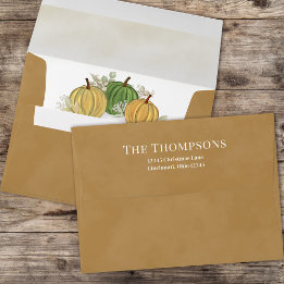 Fall Watercolor Gourds Autumn Foliage Custom Envelope