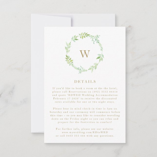 Fall Watercolor Greenery Wreath Enclosure Card (Front)