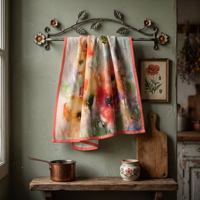 Fall watercolor poppies  kitchen towel (Creator Uploaded)