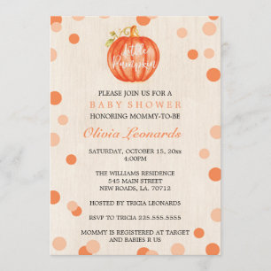 Fall Watercolor Pumpkin Baby Shower Invitations
