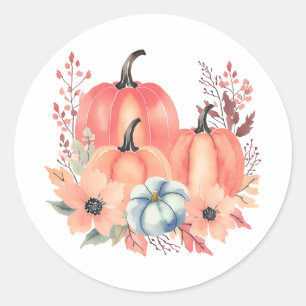 Fall Watercolor Pumpkin Boho  Classic Round Sticker