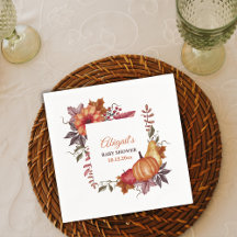 Fall Watercolor Pumpkin Floral Baby Shower