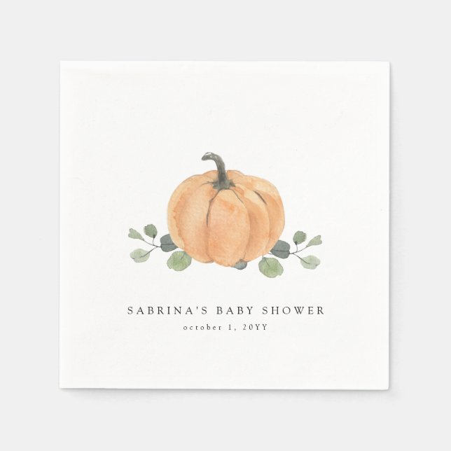 Fall Watercolor Pumpkin Napkin (Front)