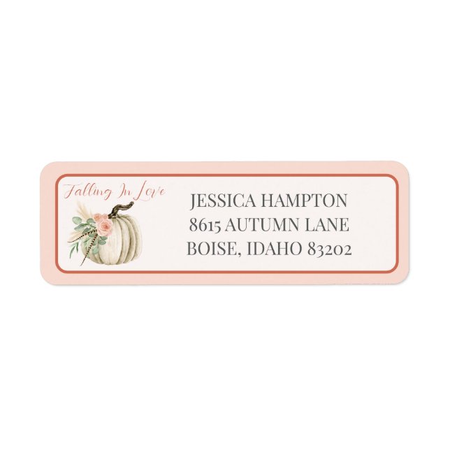 Fall Watercolor Pumpkin Pampas Floral Pink Mail (Front)