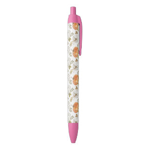 Fall Watercolor Pumpkin Pattern Black Ink Pen