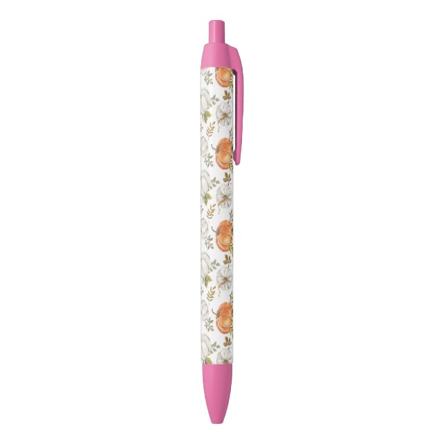Fall Watercolor Pumpkin Pattern Black Ink Pen (Bottom (Vertical))