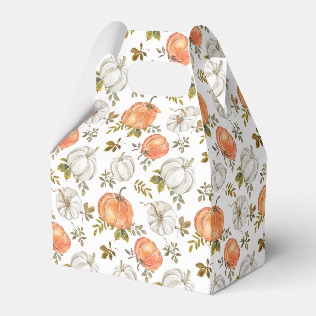 Fall Watercolor Pumpkin Pattern Favor Box (Front Side)