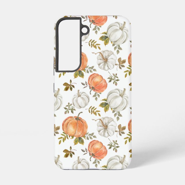 Fall Watercolor Pumpkin Pattern Samsung Galaxy S22 Case (Back)
