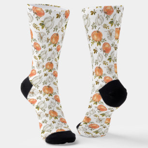 Fall Watercolor Pumpkin Pattern Socks