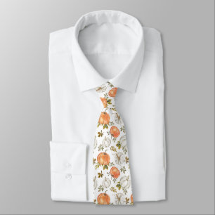 Fall Watercolor Pumpkin Pattern Tie