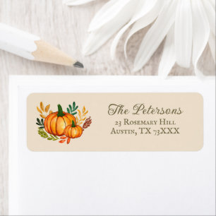 Fall Watercolor Pumpkin Return Address