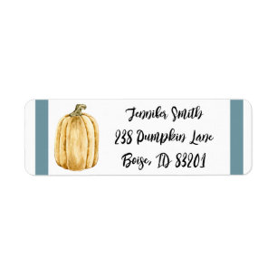 Fall Watercolor Pumpkin Return Address Labels