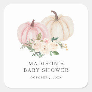 Fall Watercolor Pumpkin Square Stickers