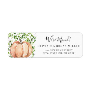 Fall Watercolor Pumpkin We've Moved Return Address