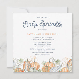 Fall Watercolor Pumpkins Baby Sprinkle Invitation