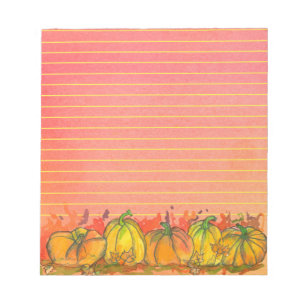 Fall Watercolor Pumpkins Lined Notepad