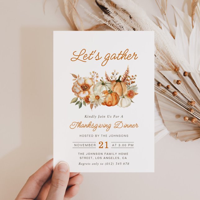 fall watercolor pumpkins thanksgiving dinner invitation (Creator Uploaded)