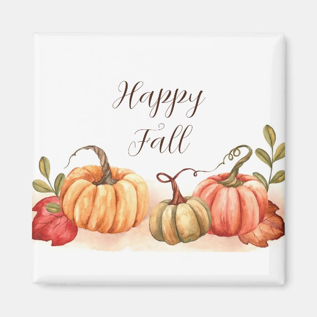 Fall watercolor pumpkins with customizable text  magnet (Front)