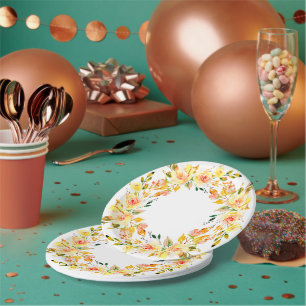 Fall watercolor roses  paper plates