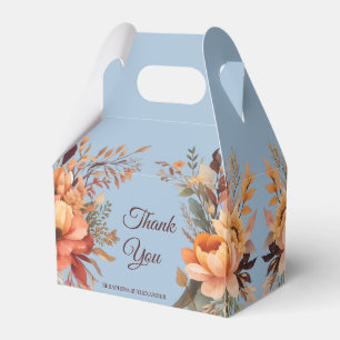Fall Watercolor Rustic Floral Thank You Wedding  Favor Box