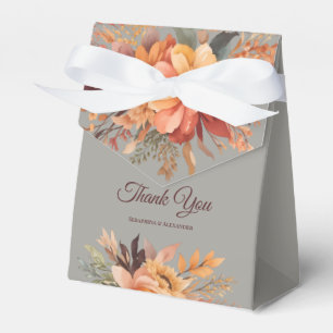 Fall Watercolor Rustic Floral Thank You Wedding  Favor Box