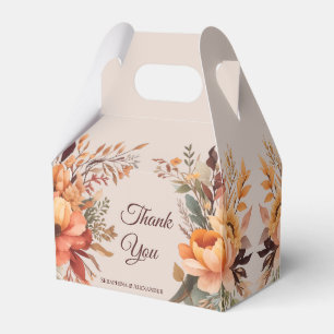 Fall Watercolor Rustic Floral Thank You Wedding  Favor Box