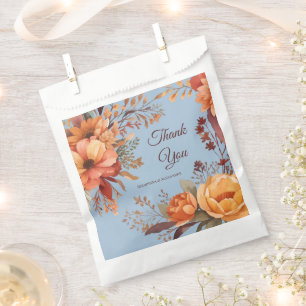 Fall Watercolor Rustic Floral Thank You Wedding  Favour Bag