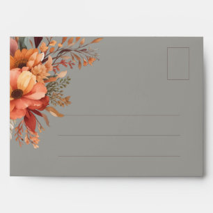 Fall Watercolor Rustic Floral Wedding Invitation Envelope
