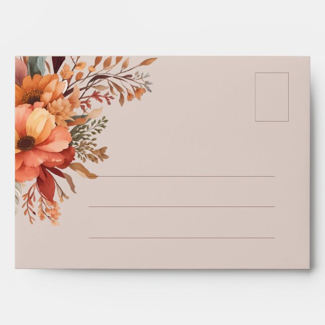 Fall Watercolor Rustic Floral Wedding Invitation Envelope (Front)