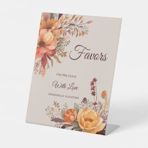 Fall Watercolor Rustic Floral Wedding Tabletop Pedestal Sign