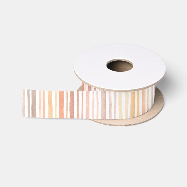 Fall Watercolor Stripe Satin Ribbon (Spool)