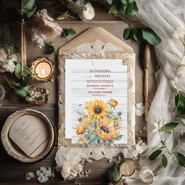 Fall Watercolor Sunflower Wedding Invitation (Creator Uploaded)