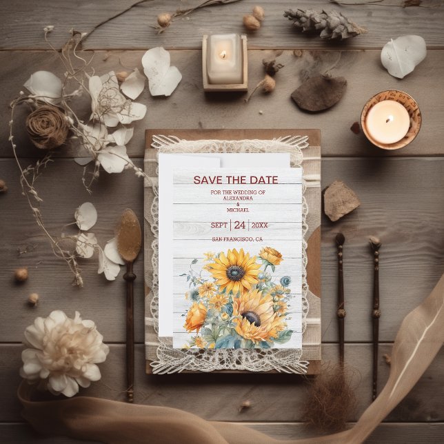 Fall Watercolor Sunflower Wedding Save The Date (Creator Uploaded)