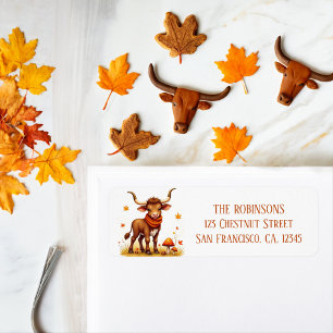 Fall Watercolor Texas Longhorn Calf Scarf