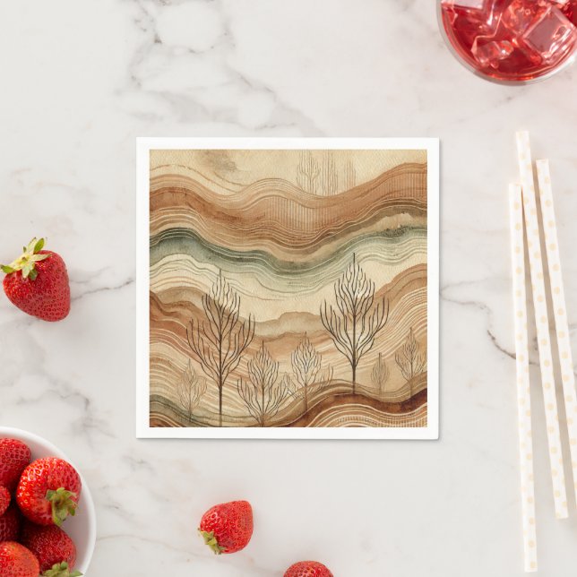 Fall Watercolor Wood Grain Decoupage Napkins (Insitu)