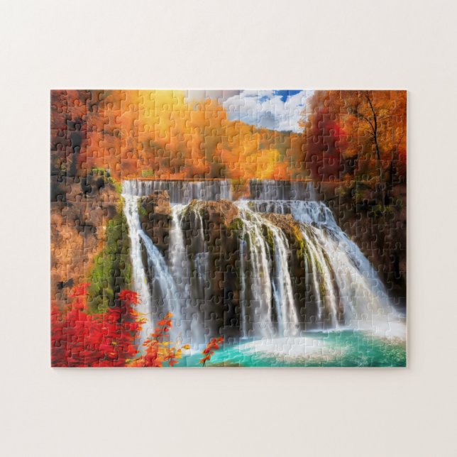 Fall Waterfall 2 Photo Puzzles Internet Jigsaw Puz (Horizontal)