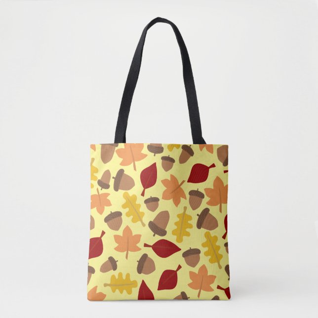 Fall Weather Leaves and Acorns Tote Bag (Front)