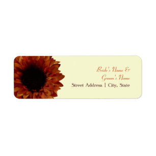 Fall Wedding Address Label - Orange Sunflower