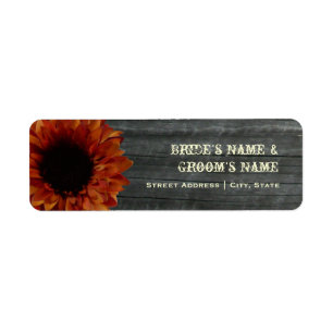 Fall Wedding Address Label - Sunflower & Barnwood