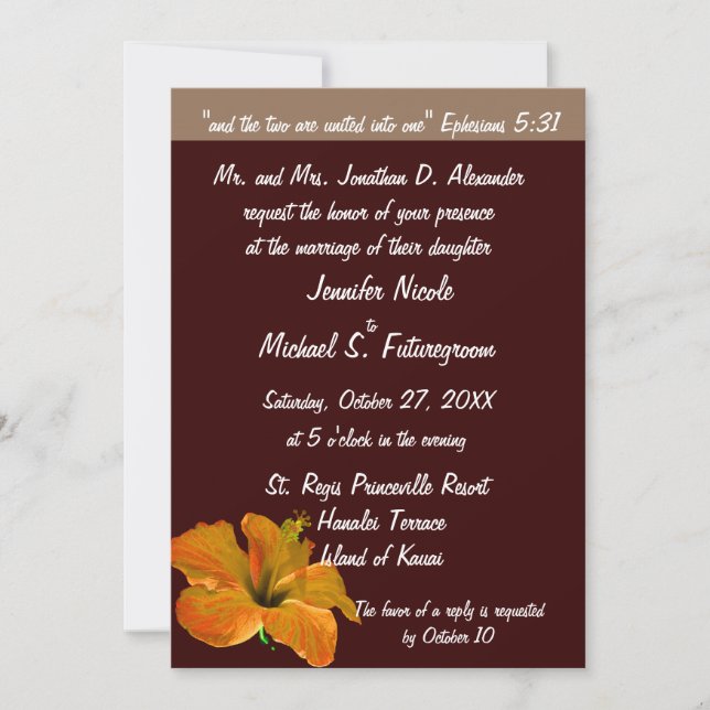 Fall Wedding Autumn Colours : Two Become One Invitation (Front)