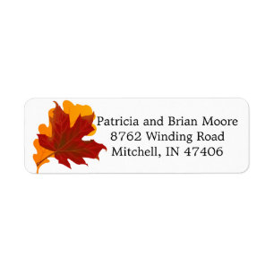 Fall Wedding Autumn Leaves Return Address Label