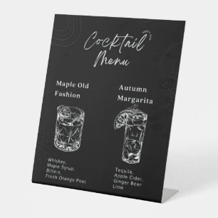 Fall Wedding Bar Menu Pedestal Sign