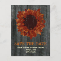 Fall Wedding Barnwood Save The Date Postcard